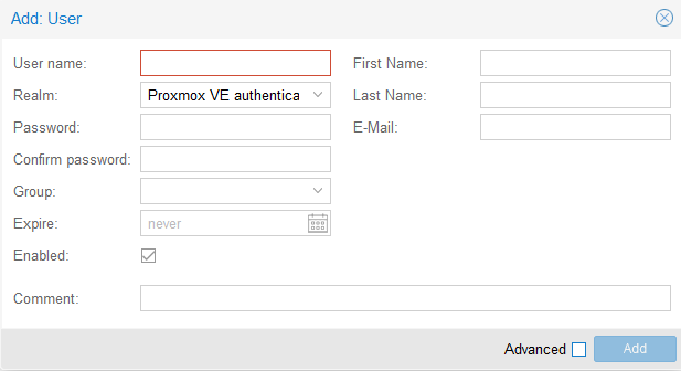 Proxmox user